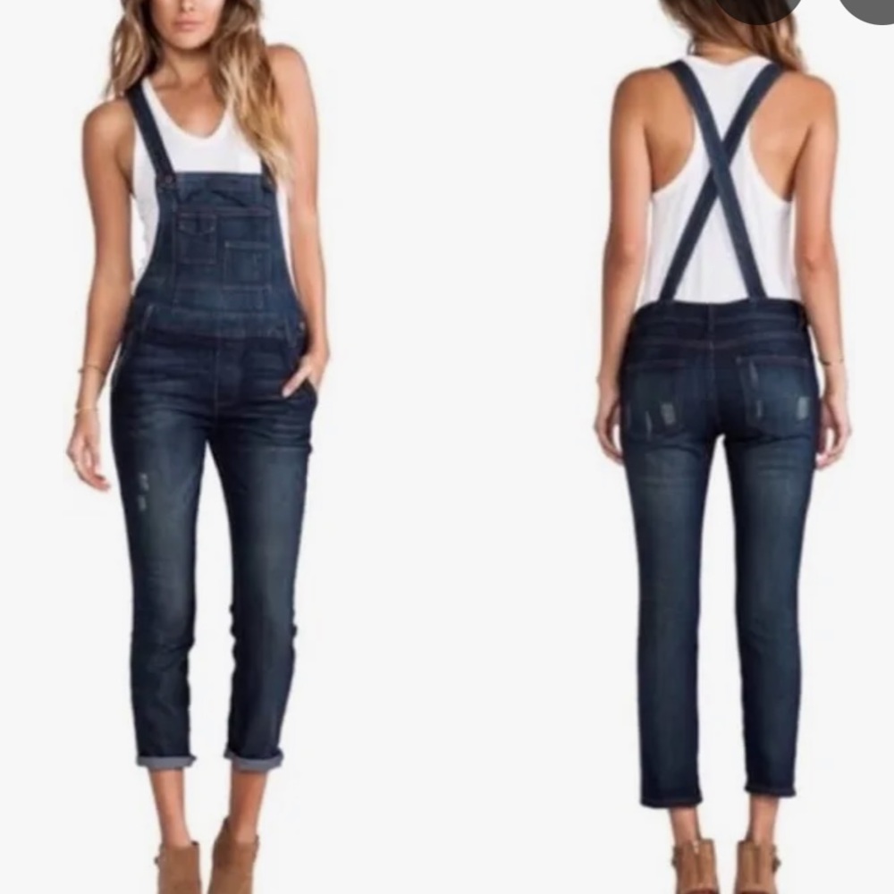 Free People Skinny Denim Overalls.  Size 27.